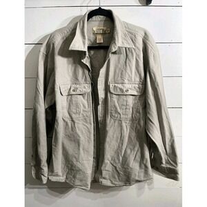 Vintage Cabelas Deerskin Soft Chamois Shirt Men XL Tan Heavy Weight